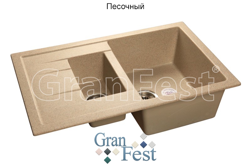 GranFest Мойка мрамор QUADRO  GF-Q-775 KL 1.5-чаша+крыло 775*500, песочный