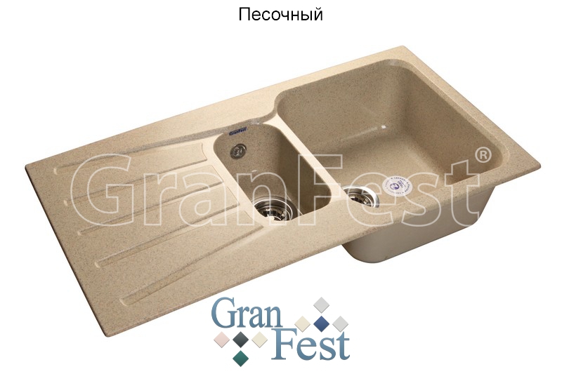 GranFest Мойка мрамор STANDART GF-S-940KL 1.5 чаши +крыло 930*500 песочный