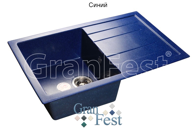 GranFest Мойка мрамор QUADRO  GF-Q-780L чаша с крылом 780*500, синий